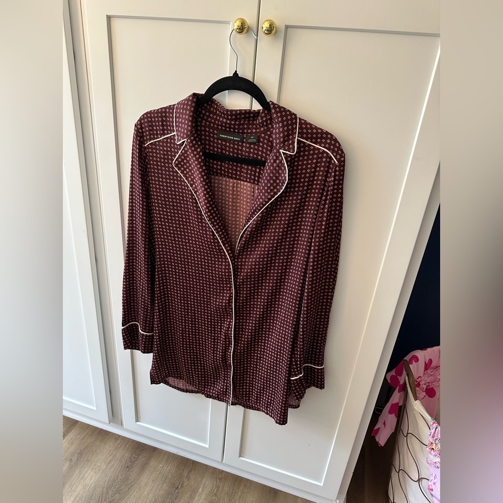 Something Navy Casual Silky Shirt